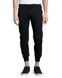 Ashdown Tapered Moto Sweatpants, Black