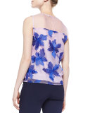 Organza Floral-Applique Sleeveless Top