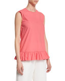 Sleeveless Ruffled-Hem Tunic, Pink Candy