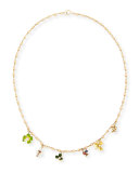 Mixed Clover Charm Necklace with Ruby, Sapphire & Diamond