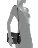 Rockstud Leather Flap-Top Shoulder Bag, Black