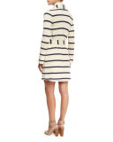 Long-Sleeve Button-Front Shirtdress, White