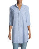 Mary Striped Chambray Shirtdress, Multi Stripe