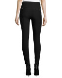 Xavier Zip-Trim Ponte Leggings, Black