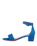 Virginia Suede Ankle-Wrap Sandal, Marine