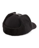 Wool and Shearling Trapper Baseball Cap, Black