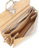 Faye Python Flap Shoulder Bag, Beige