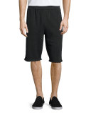 Raw-Edge Knit Sweat Shorts, Charcoal