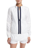 Training Jacket W/Contrast Stripe, White/Navy