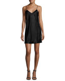 Racerback Satin Slip Tunic, Black