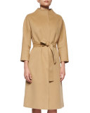 Double-Faced Belted Wrap Coat, Camel
