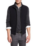 Trofeo Wool Vest w/Leather Trim, Navy