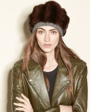 Fur & Cashmere Beanie Hat, Brown