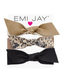 Neutral Leather Bow Hair Ties, 3-Pack