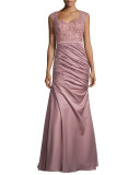 Beaded Lace Combo Gown, Mauve