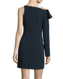 Scoop-Neck Asymmetric Sheath Dress, Navy/White