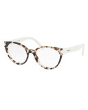 Two-Tone Cat-Eye Optical Frames, Brown/White