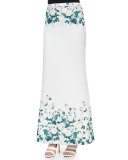 Long Floral-Printed Fluted Skirt 