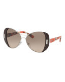 Capped Gradient Butterfly Sunglasses, Brown