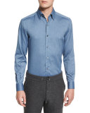 Baby Flannel Long-Sleeve Sport Shirt, Dark Blue