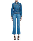 Flare-Leg Cropped Jeans, Indigo