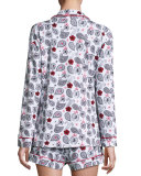 Printed Long-Sleeve Shortie Pajama Set, Holiday