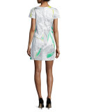 Chloe Short-Sleeve Floral-Print Dress, Green/Multi