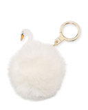 swan pouf key fob, white