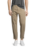 Curved-Leg Track Pants, Tan