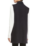 Boiled Wool Funnel-Neck Long Vest