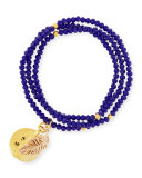 Isadora Glass Beaded Stretch Bracelet, Blue