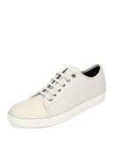 Textured Leather Low-Top Sneaker, White