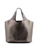 Miranda Metallic Medium Tote Bag with Pouch, Gunmetal