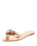 Lilico Floral Flat Slide Sandal, Rose Gold