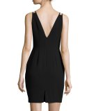 Sleeveless Velvet Sheath Dress, Black