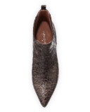 Faie Crocodile-Embossed Kitten-Heel Bootie, Chocolate/Black