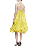 Strapless Bubble-Skirt Cocktail Dress, Bright Yellow