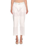 Belted Cropped Utility Pants, White