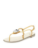 Nuvorock Jeweled T-Strap Sandal, Gold