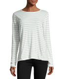The Long-Sleeve Boyfriend T-Shirt, Dirty White Runaway Stripe
