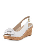 Star Patent Flower Slingback Wedge Sandal
