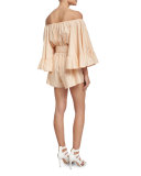 Star Eyes Off-The-Shoulder Romper, Dust