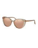 Mirrored Transparent Cat-Eye Sunglasses, Rose Gold
