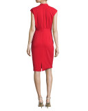 Cap-Sleeve Peplum Cocktail Dress, Cherry Red