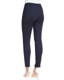 Stretch Micro Ottoman Cropped Pants, Navy