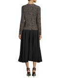 Tweed Jewel-Neck Cardigan, Multicolor
