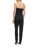 Jeri Beaded Strapless Jumpsuit, Black