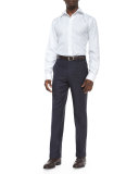 Parker Flat-Front Super 150's Trousers, Navy