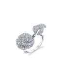 Diamond Garden Rose Ring in 18K White Gold, Size 6.75