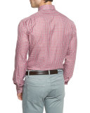 Check Woven Sport Shirt, Red/Camel